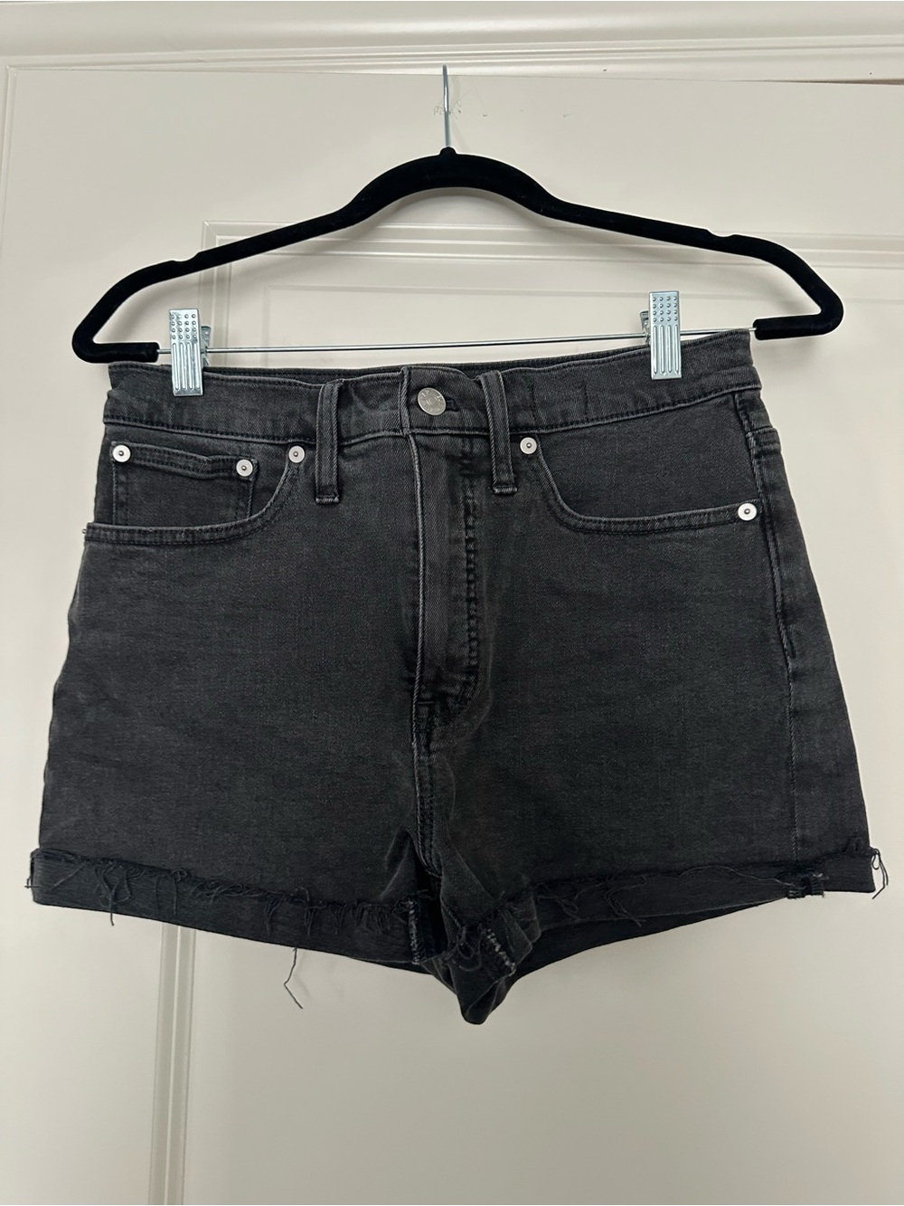 Madewell Black High-Rise Denim Cutoff Shorts